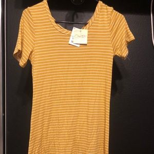 Yellow stripe t-shirt dress